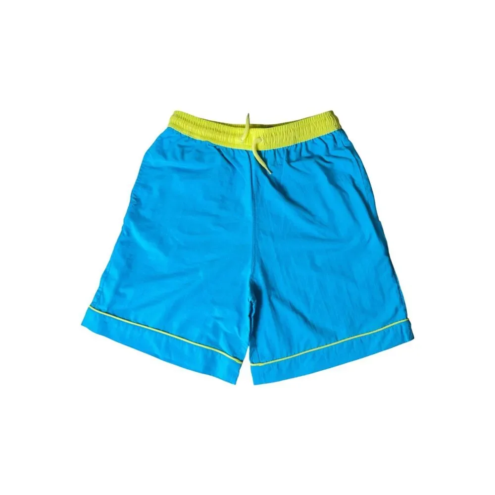NWT The Sunday Collective Kids Board Shorts Blue Yellow Swim Trunks 10-11Y